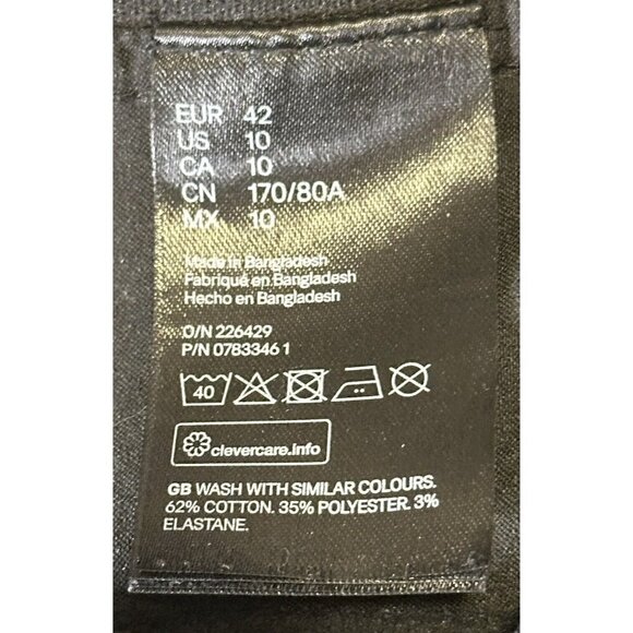 H&M Women Pants Casual Office Pull On Elastic Waist Stretch Black Size 10 - Picture 8 of 9